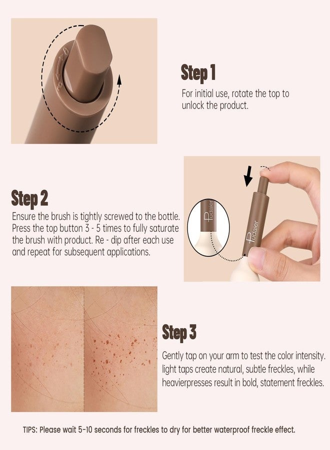 pudaier Light Brown Freckle Pen, Natural Faux Freckles Stamp, Waterproof Fake Freckles Stain Marker Pencil Tool, Upgrade 5-Point Quick Dry Long-Lasting Lifelike Freckle Sunkissed Makeup - Image 4